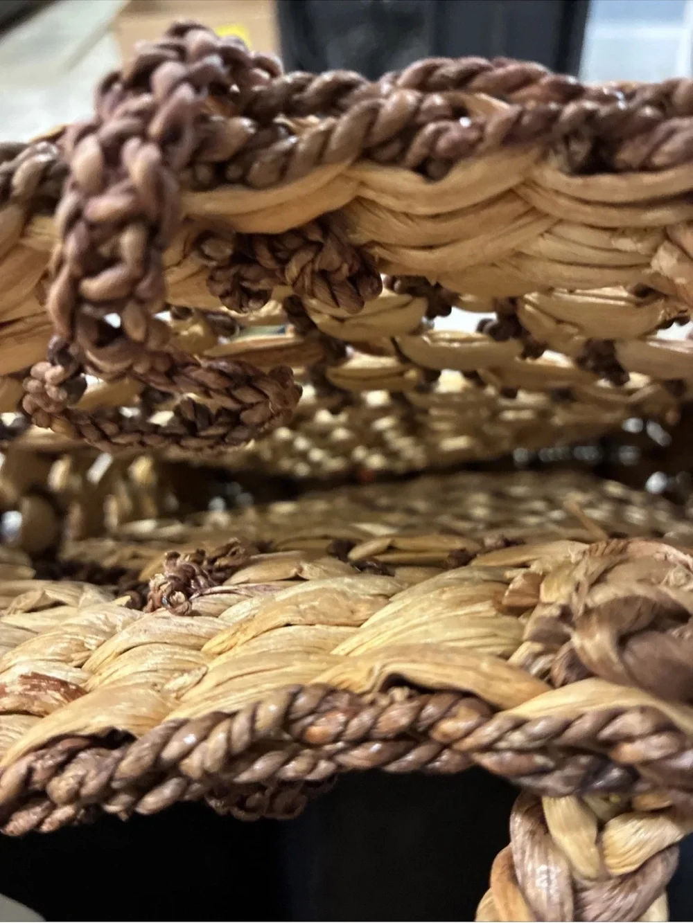 Woven Straw Tote Bag - Natural Brown
